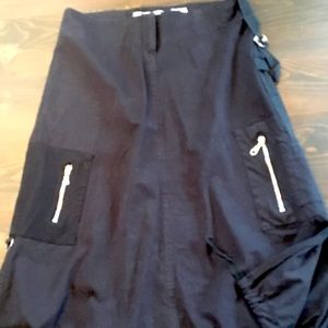 Black utility style below knee length skirt